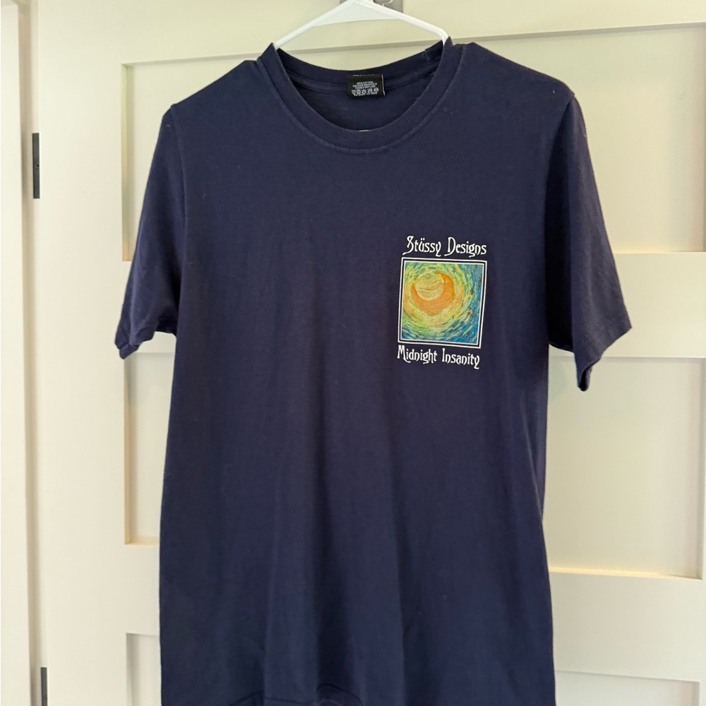 Stussy Navy Tee with Vibrant Chest Design